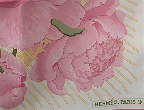 hermes pink and green scarf peonies|Hermes Peonies Scarf .